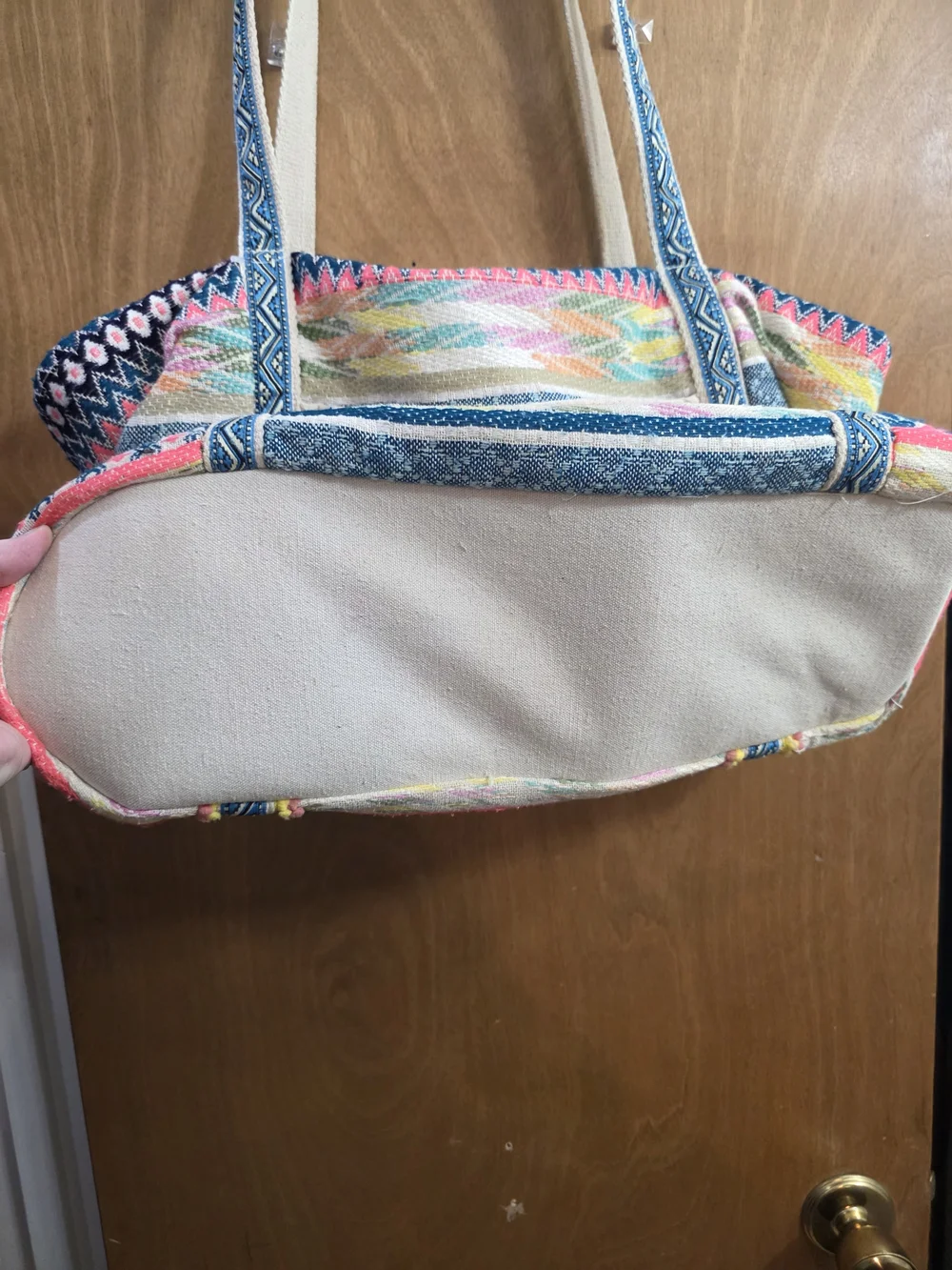 Multicolor Woven Boho Tote with Pink & Yellow Tassels